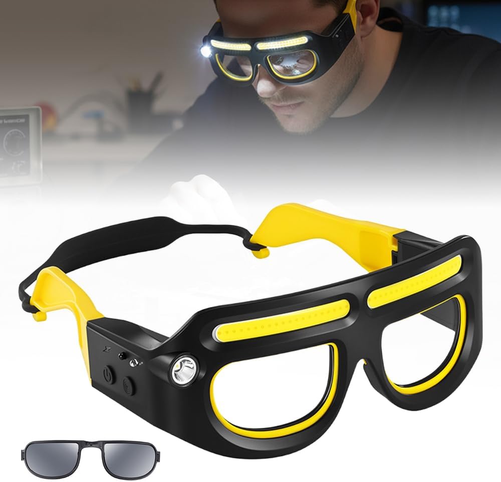 🛒 Lunettes de Sécurité LED Rechargeables – Travaillez avec précision, même dans le noir