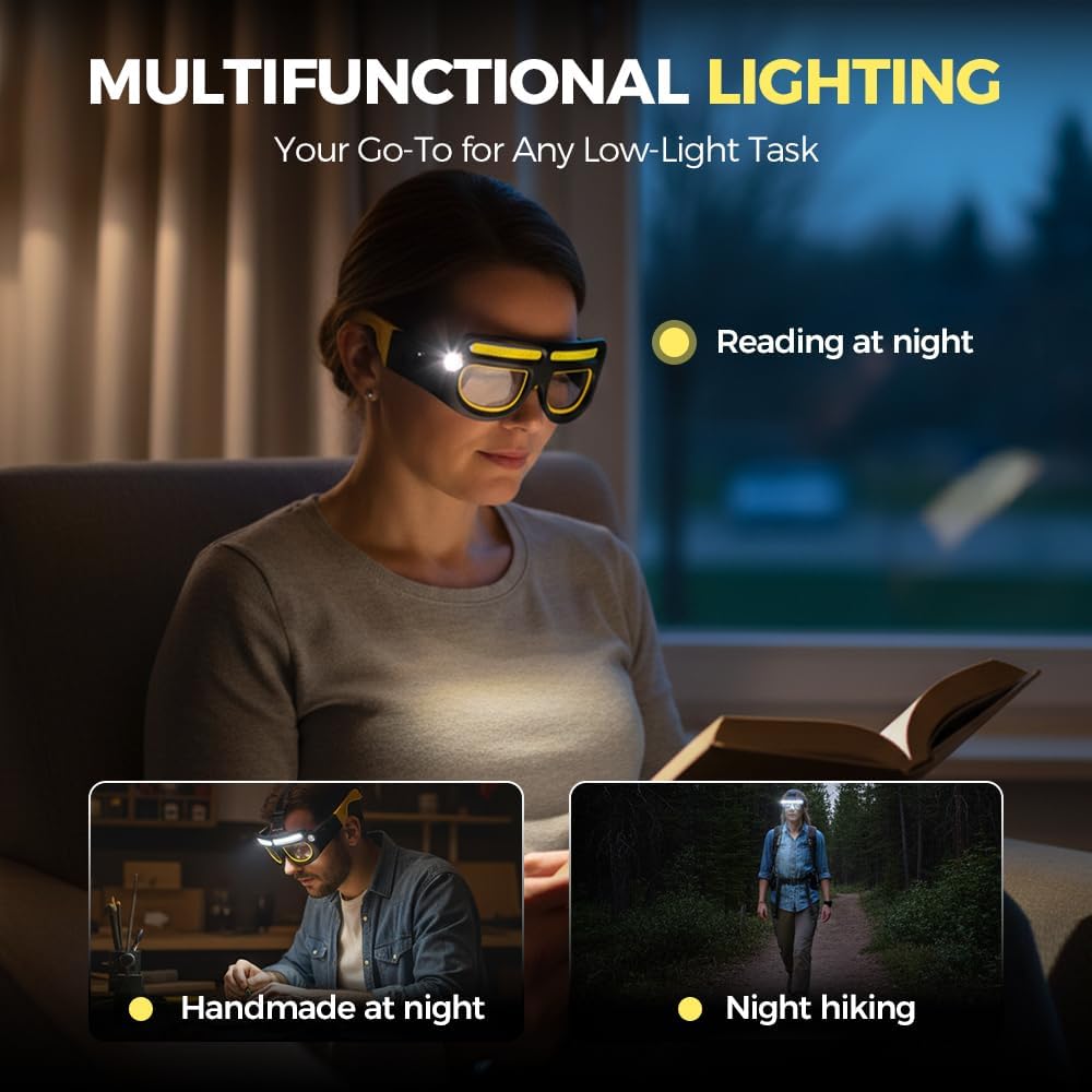 🛒 Lunettes de Sécurité LED Rechargeables – Travaillez avec précision, même dans le noir